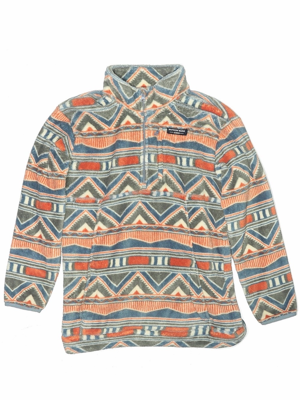 Southern Marsh Fleece Pullover - Navy, Orange, Light Blue